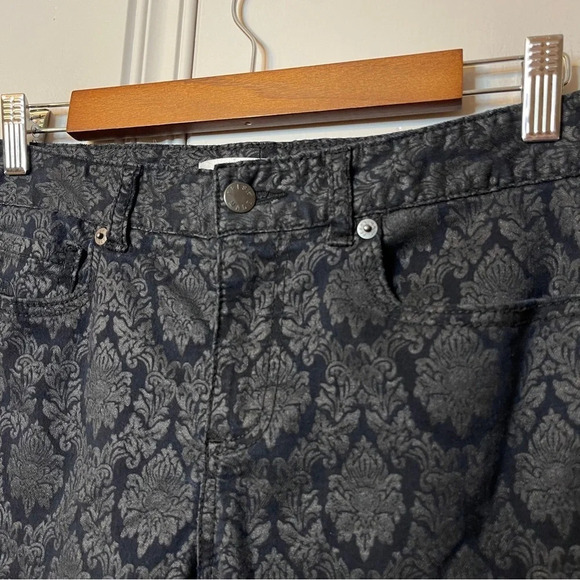 Joe fresh Black Damask Coated Pattern slim coupe etroite Lightweight Pants SZ 8 - Picture 6 of 9